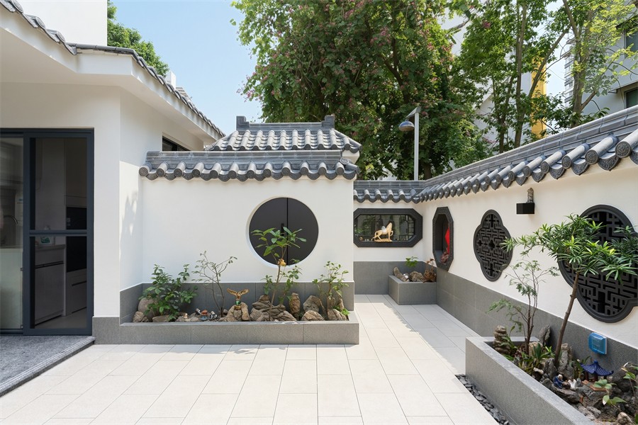 半山麗園202平復(fù)式樓新中式入戶庭院完工裝修實(shí)景圖
